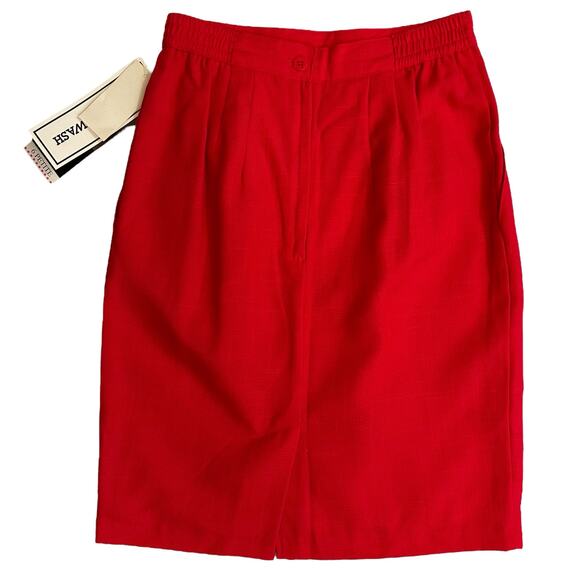2/$15 NWT Vintage Sag Harbor Pleated Pencil Skirt Red Classic Petite Size 6P - Picture 4 of 6